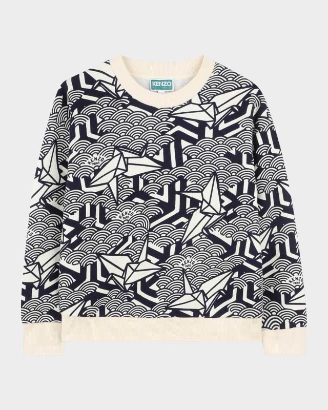 Boy's Paper Plane Printed Sweater, Size 6-12